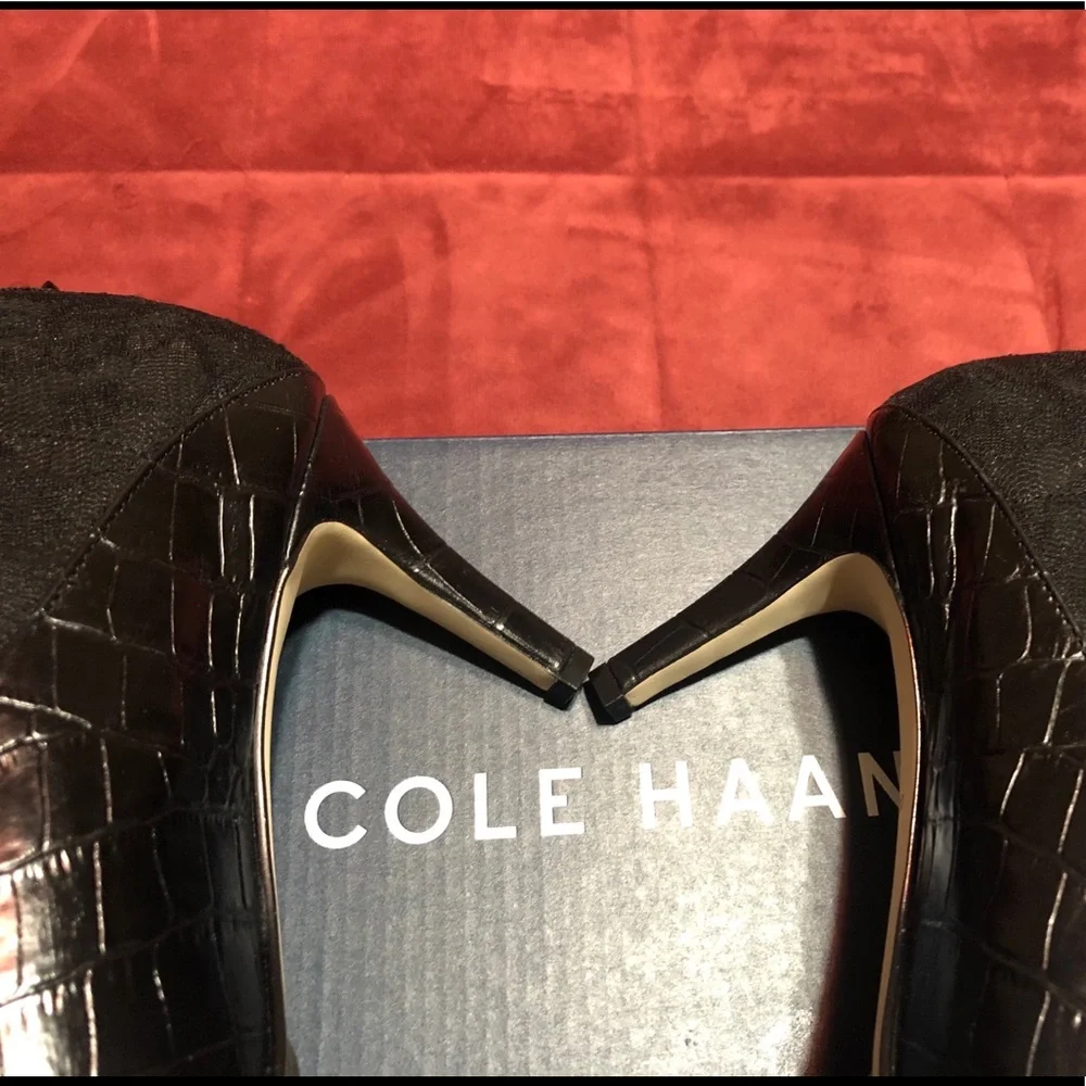 Cole Haan Alligator Women’s Lace Trim Embellishment Pumps Size 8 NWT